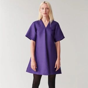 COS purple jacquard a-line mini swing dress - size 6 (Medium)